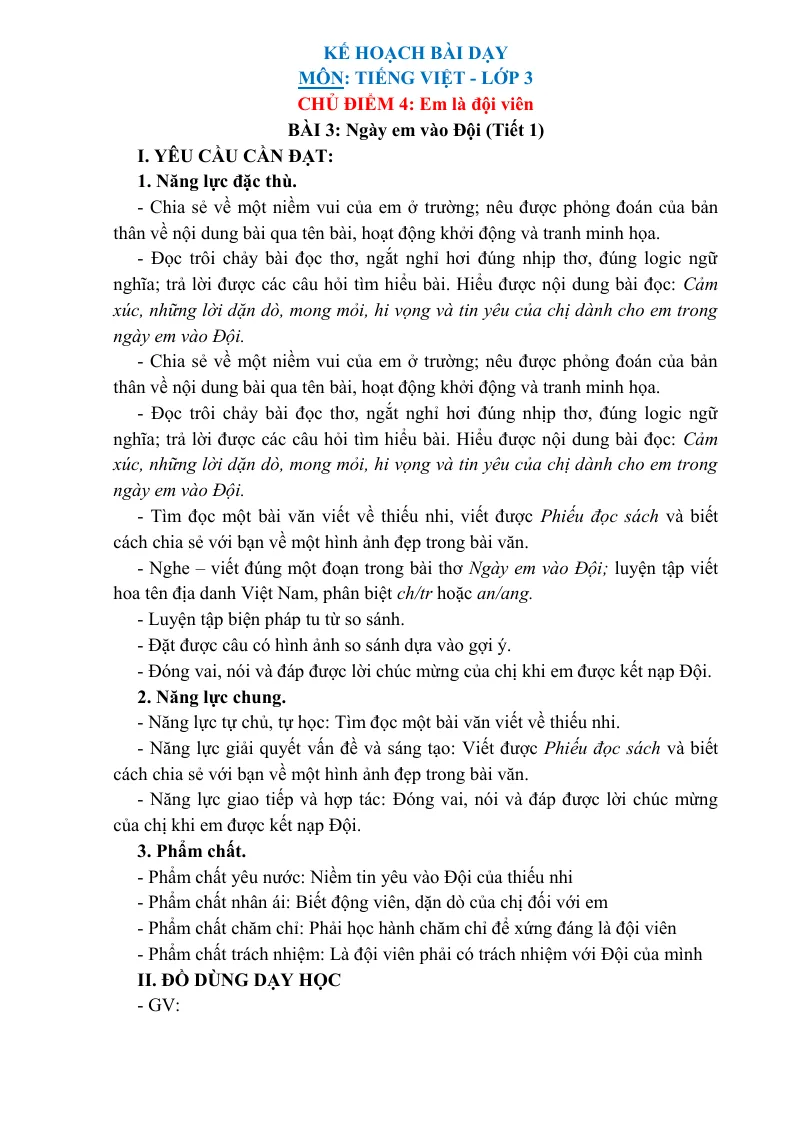 Giáo Án Tiếng Việt 3 Tuần 8