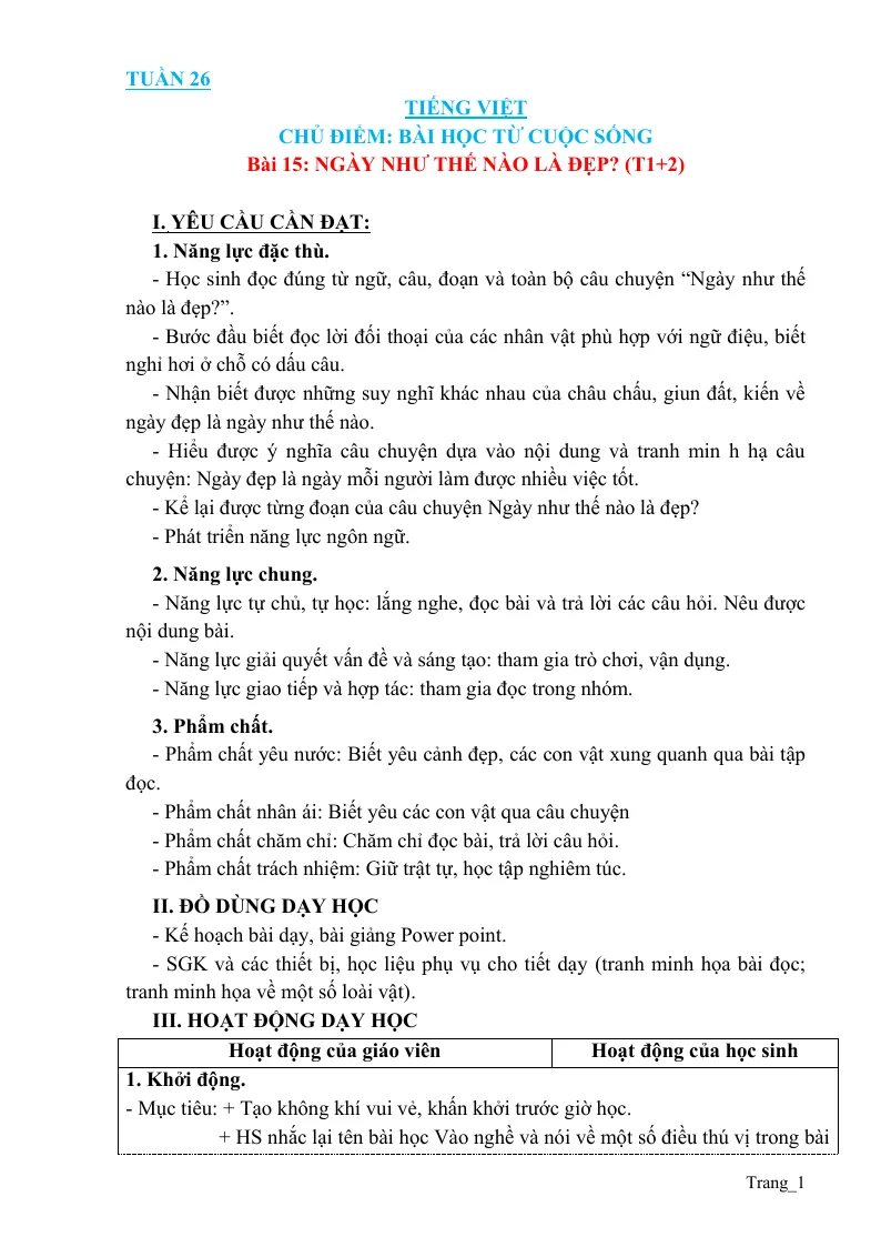 Giáo Án Tiếng Việt 3 Tuần 26