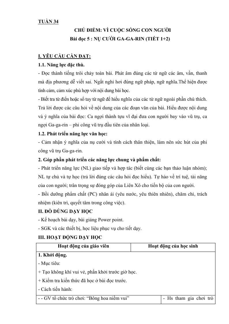 Giáo Án Môn Tiếng Việt Lớp 4 Tuần 34
