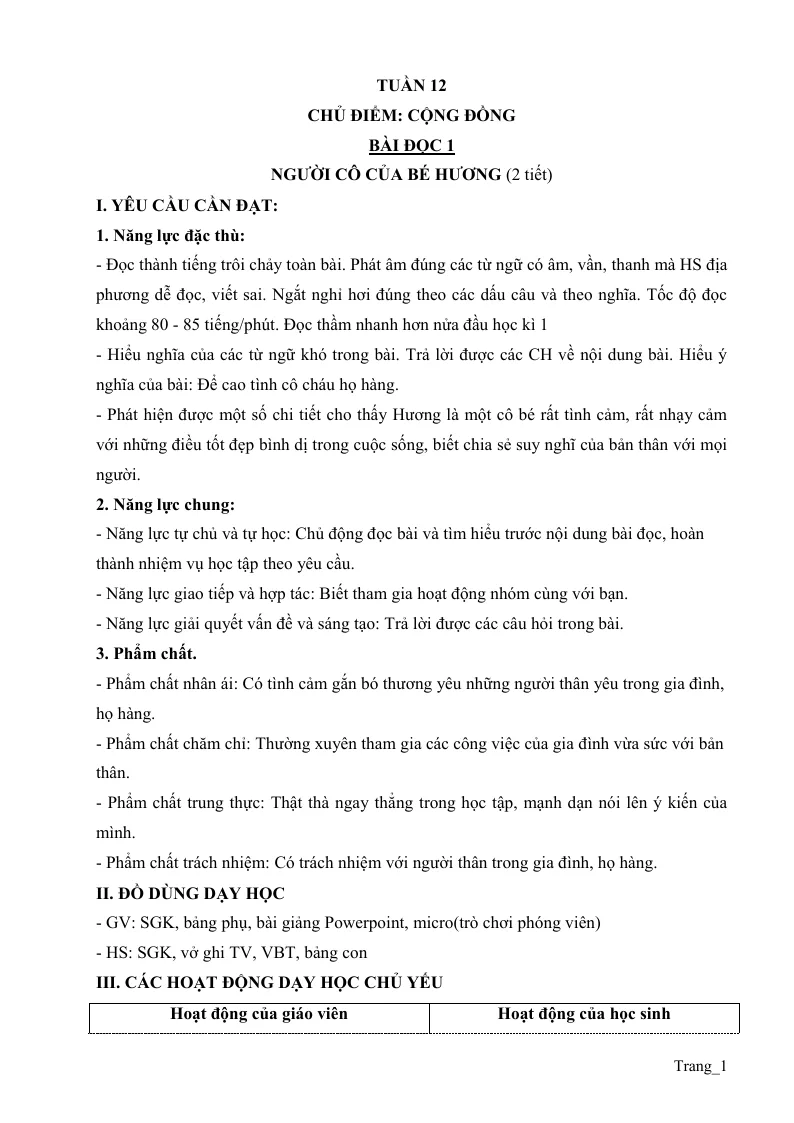 Giáo Án Môn Tiếng Việt Lớp 4 Tuần 12