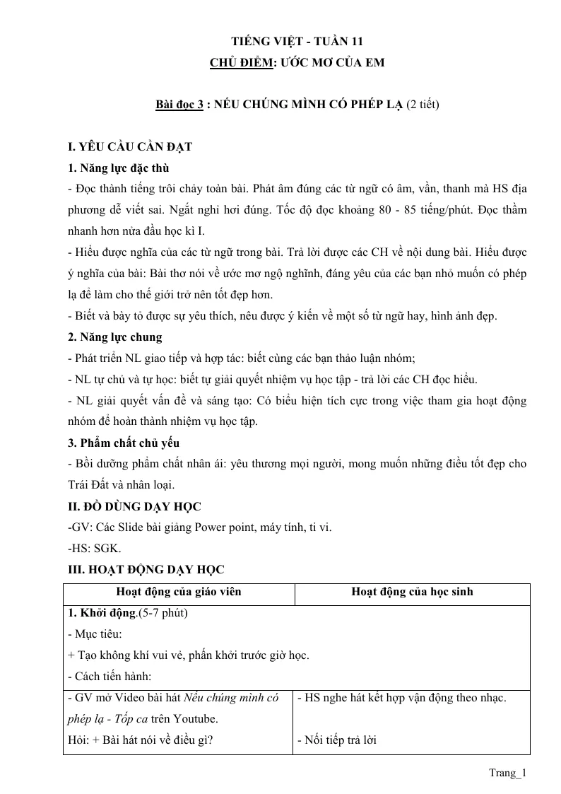 Giáo Án Môn Tiếng Việt Lớp 4 Tuần 11