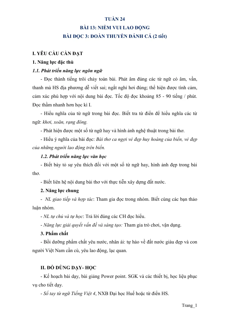 Giáo Án Môn Tiếng Việt Lớp 4 Tuần 24
