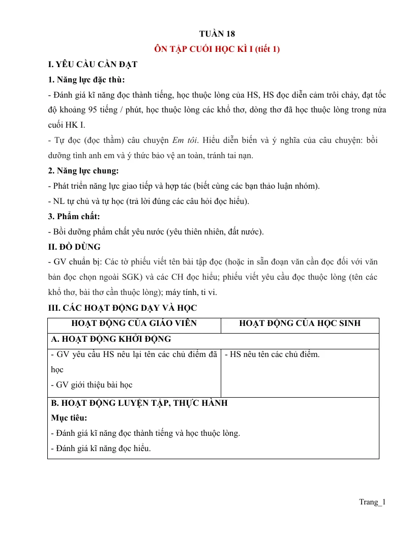 Giáo Án Tiếng Việt 5 Tuần 18