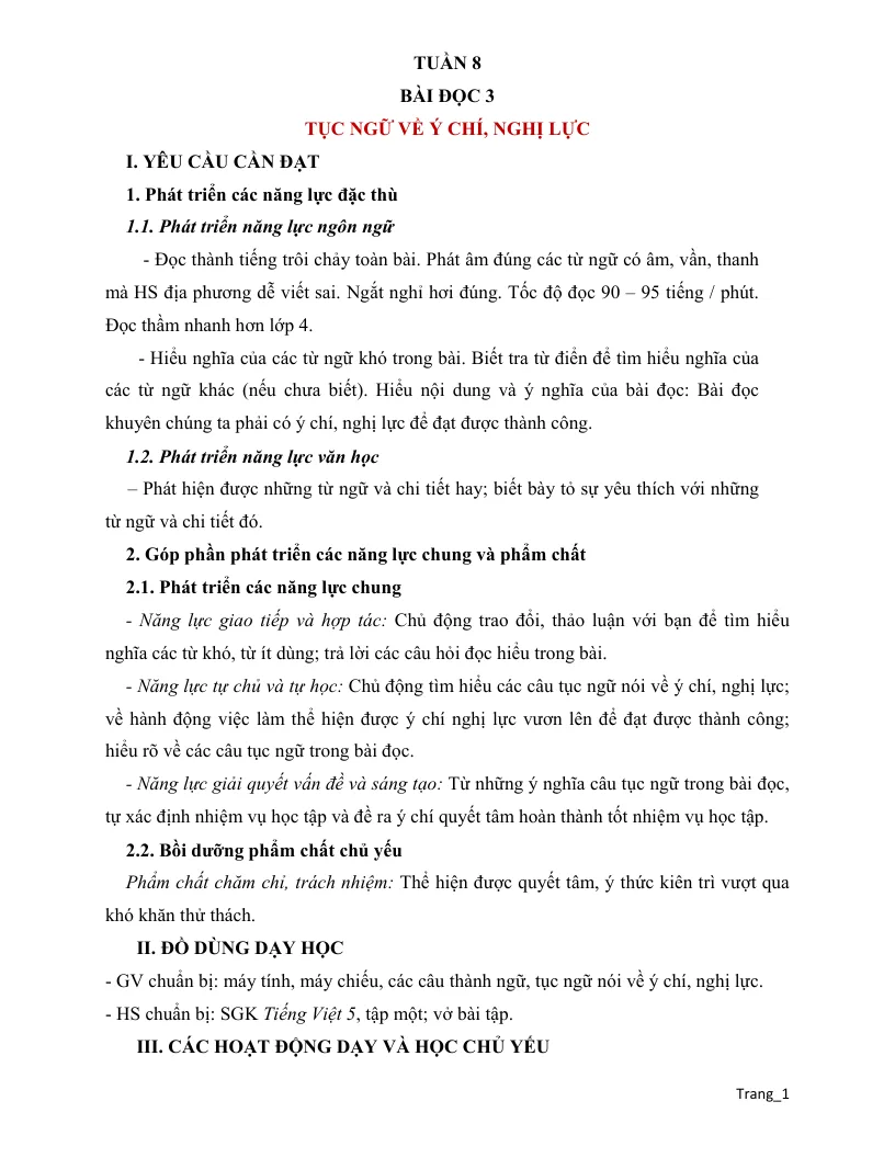 Giáo Án Tiếng Việt 5 Tuần 8