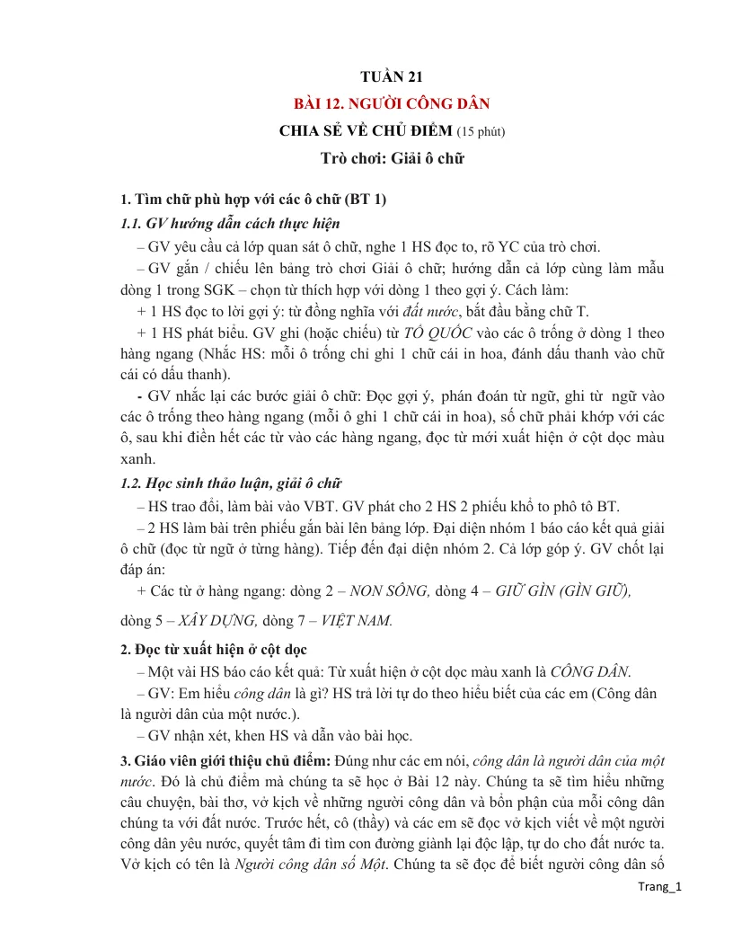 Giáo Án Tiếng Việt 5 Tuần 21