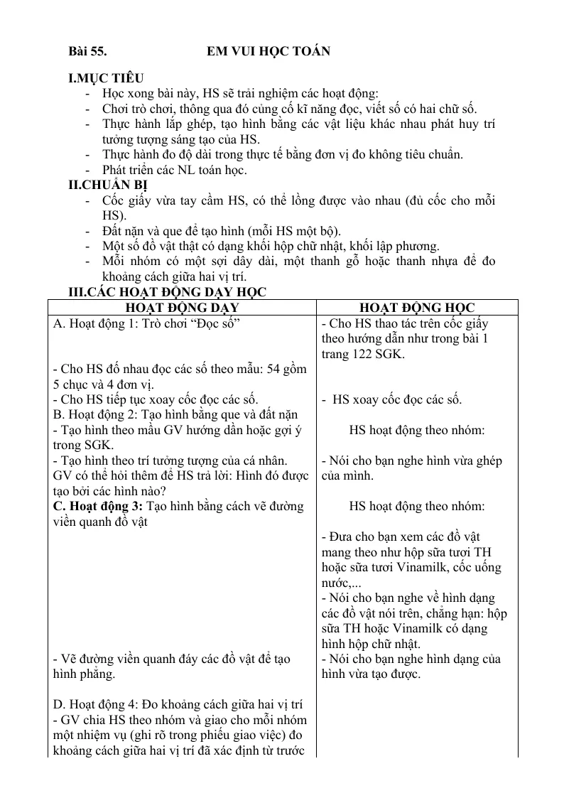 Giáo Án Toán 1 Học Kỳ 2 Sách (Bộ 1)