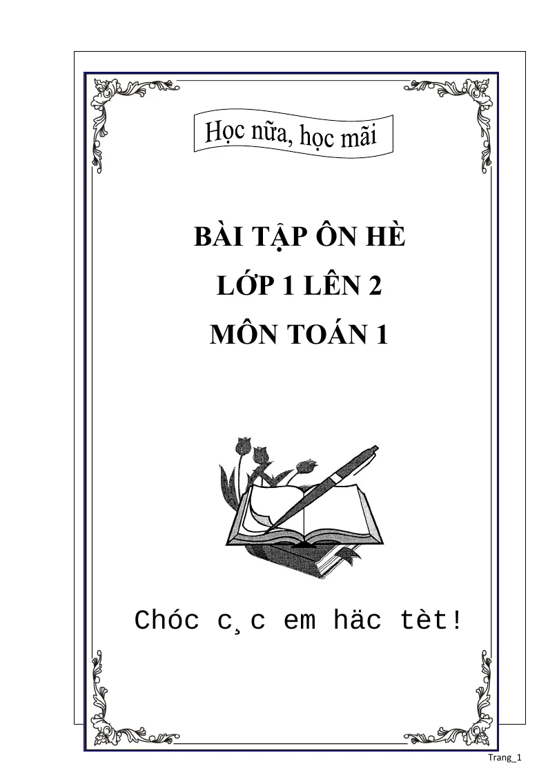 Bài Tập Ôn Hè Toán 1 Lên 2 Theo Từng Chủ Đề