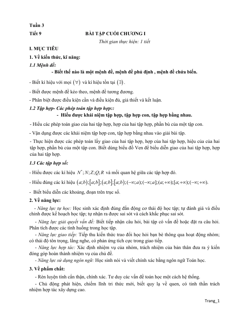 Giáo Án Toán 10 Tuần 3