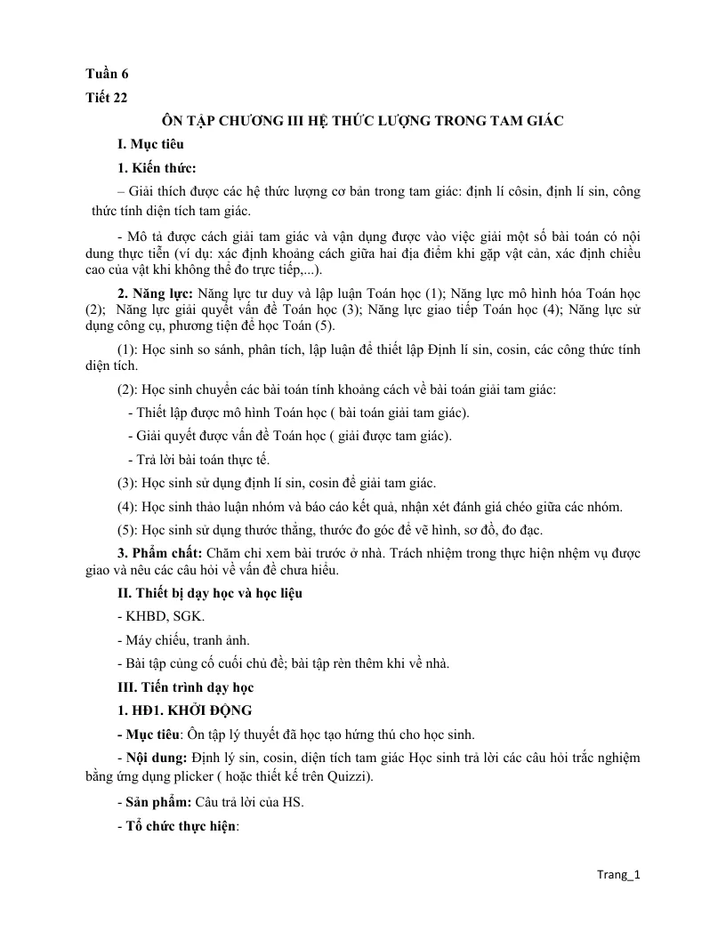 Giáo Án Toán 10 Tuần 6