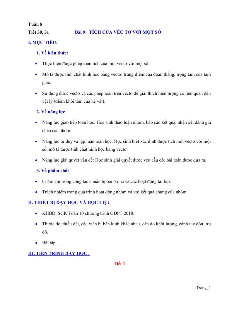 Giáo Án Toán 10 Tuần 8