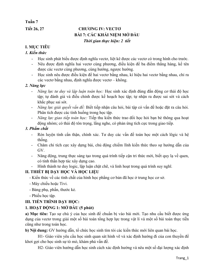 Giáo Án Toán 10 Tuần 7