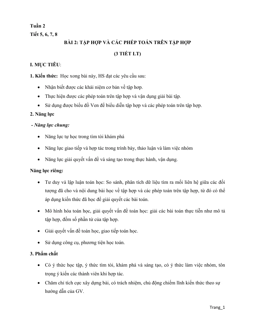 Giáo Án Toán 10 Tuần 2