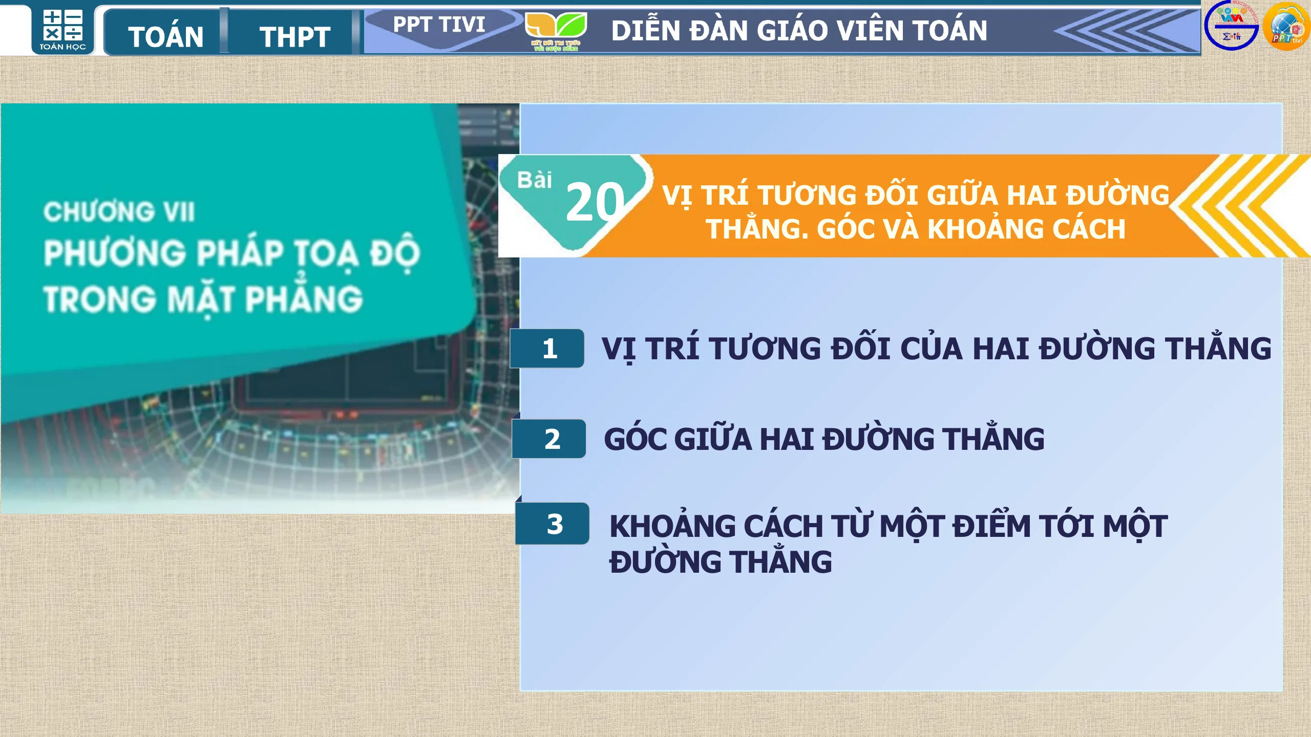 Giáo Án PowerPoint Bài 20 Vị Trí Tương Đối Giữa Hai Đường Thẳng Góc Và Khoảng Cách - Phần 2