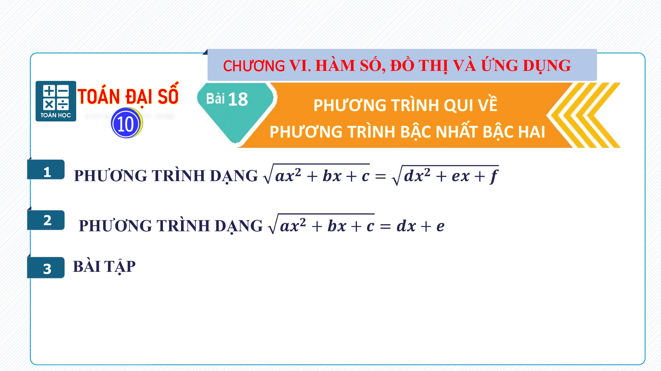 Giáo Án PowerPoint Bài 18 Phương Trình Quy Về Phương Trình Bậc Hai