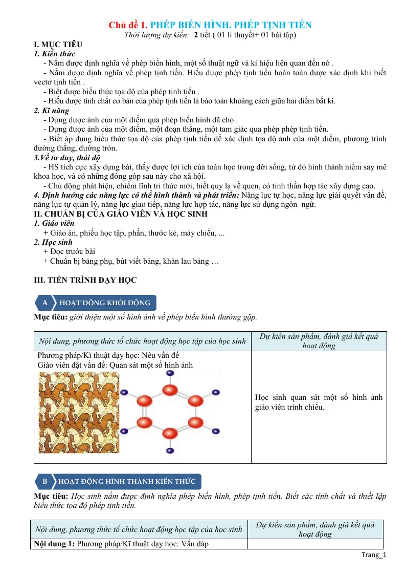 Giáo Án Hình Học 11 Theo Công Văn 5512 Học Kì 1 Rất Hay