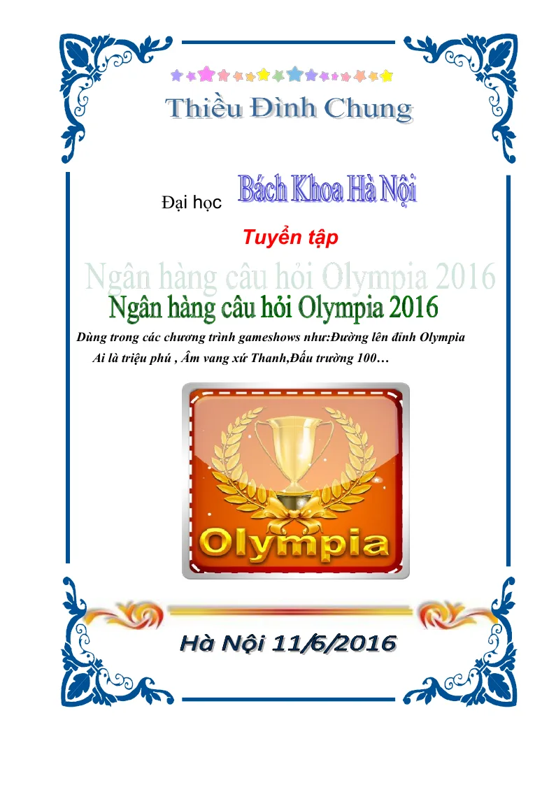 Tuyển Chọn Các Câu Hỏi Olympia