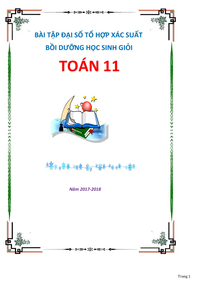 Chuyên đề đại số tổ hợp, xác suất, nhị thức Niu - tơn bồi dưỡng học sinh giỏi toán 11