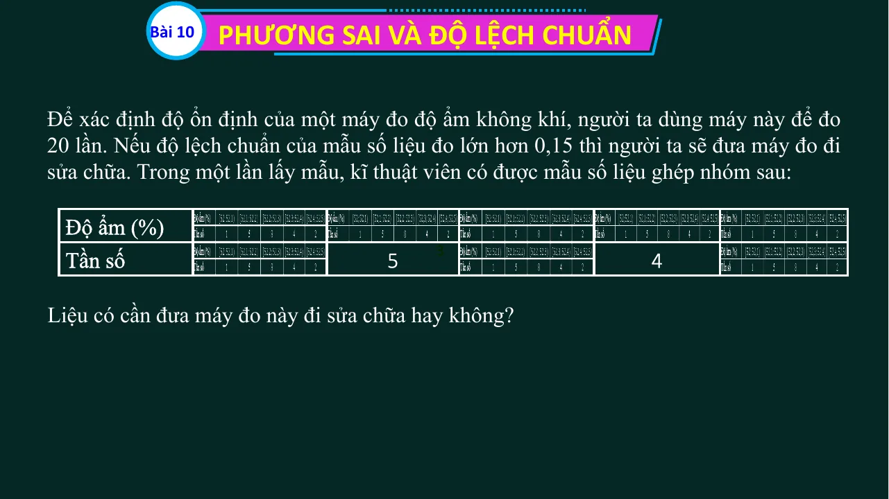 Giáo Án Powerpoint Toán 12 Bài 10 Phương Sai Và Độ Lệch Chuẩn