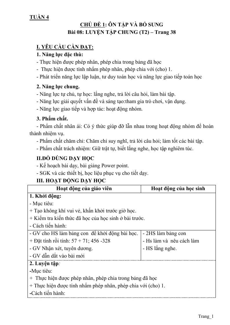 Giáo Án Toán 3 Tuần 4