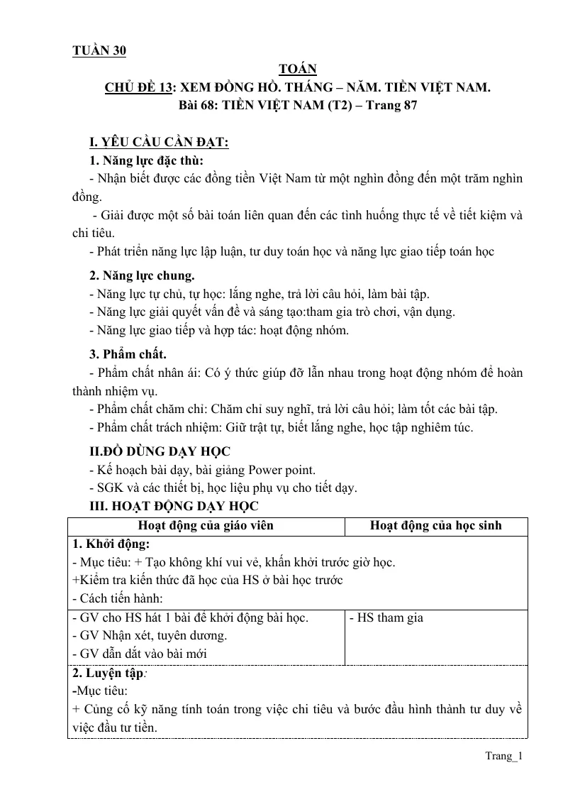 Giáo Án Toán 3 Tuần 30 File