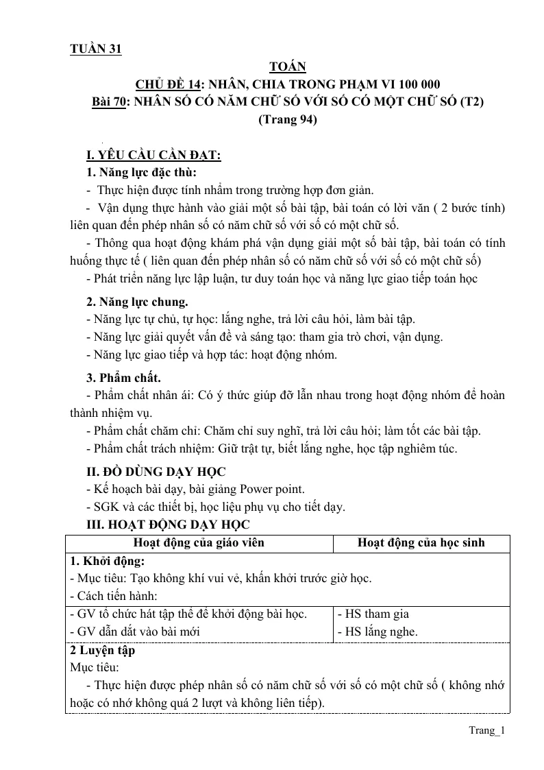 Giáo Án Toán 3 Tuần 31 File