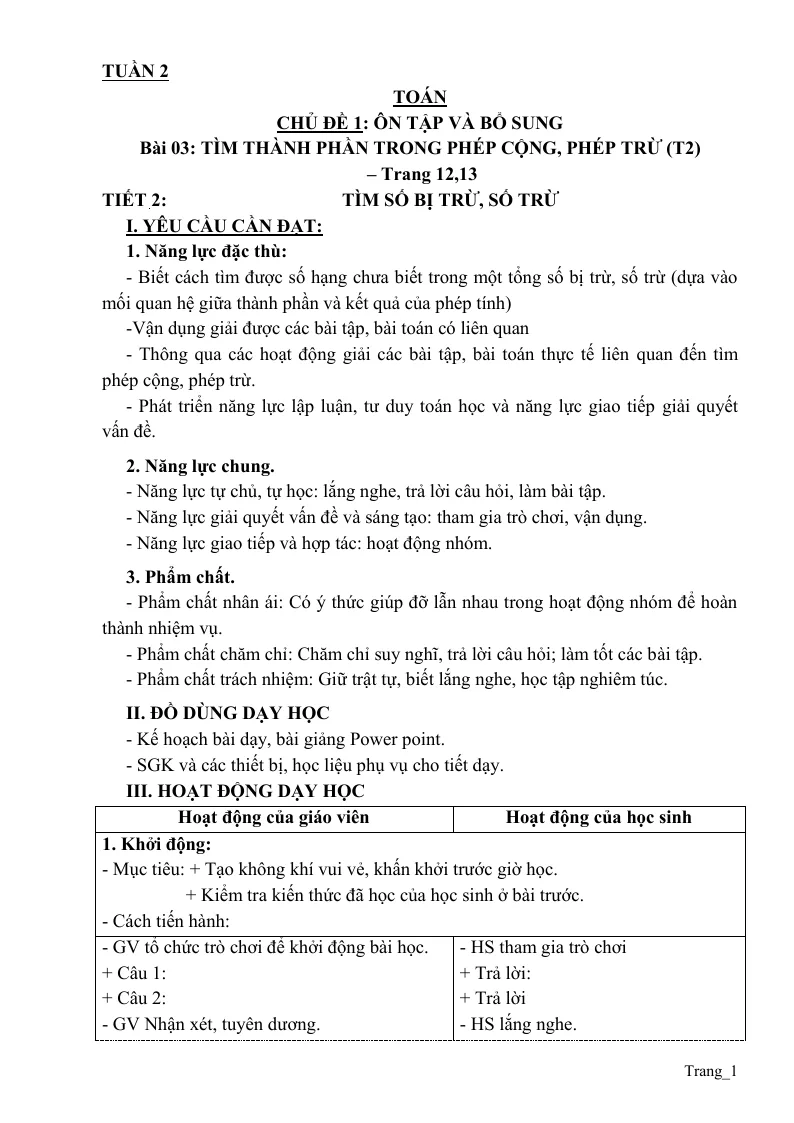 Giáo Án Toán 3 Tuần 2