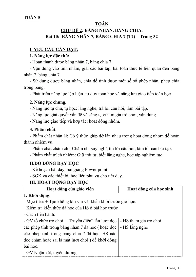 Giáo Án Toán 3 Tuần 5