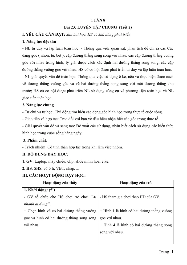 Giáo Án Môn Toán Lớp 4 Tuần 8