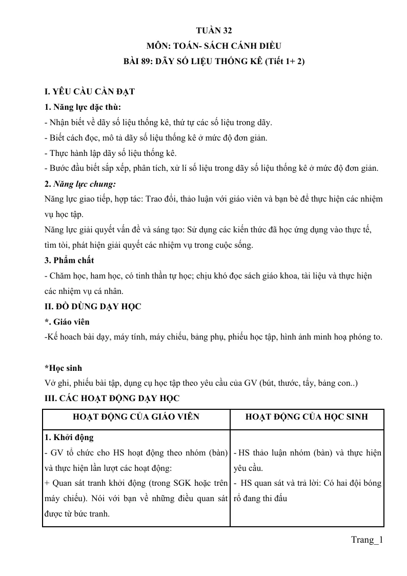 Giáo Án Môn Toán Lớp 4 Tuần 32