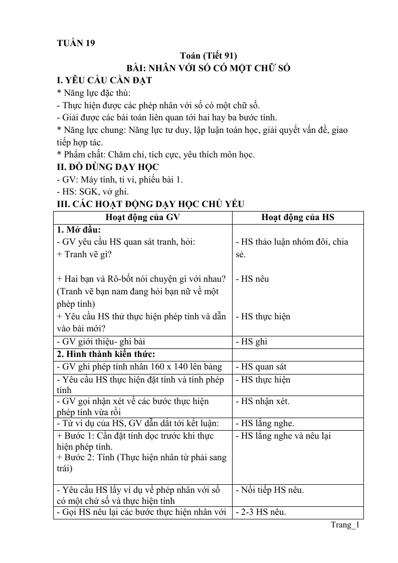Giáo Án Toán 4 Học Kỳ 2 Phương Pháp Mới