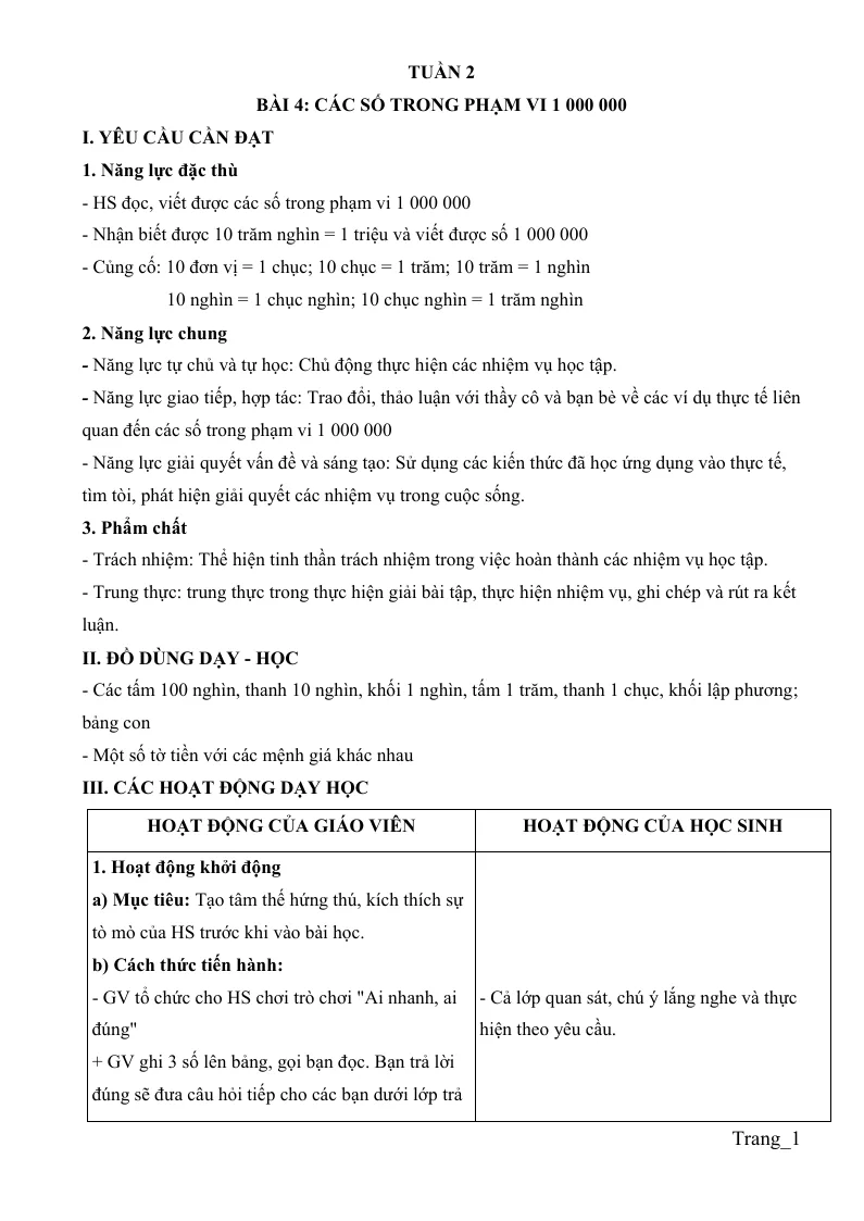 Giáo Án Môn Toán Lớp 4 Tuần 2