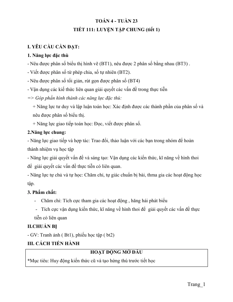 Giáo Án Môn Toán Lớp 4 Tuần 23