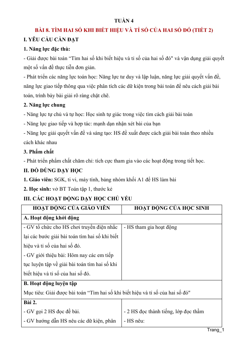 Giáo Án Môn Toán Lớp 5 Tuần 4
