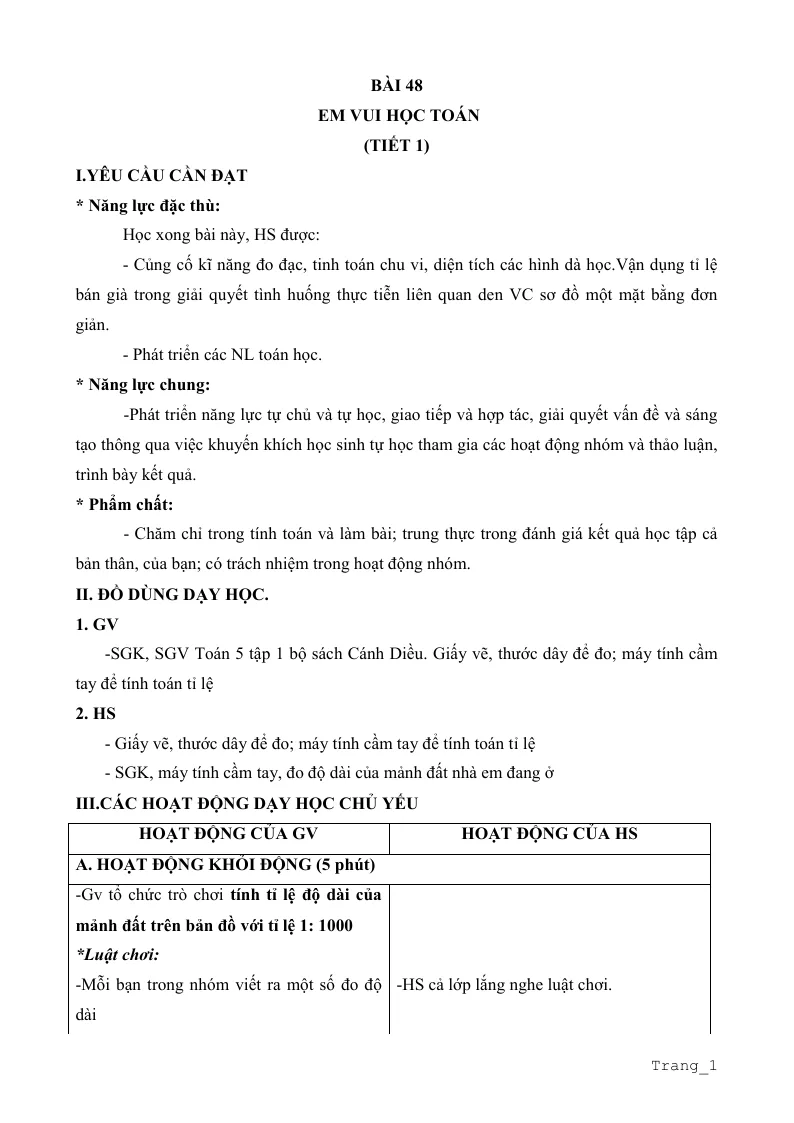 Giáo Án Môn Toán Lớp 5 Tuần 18
