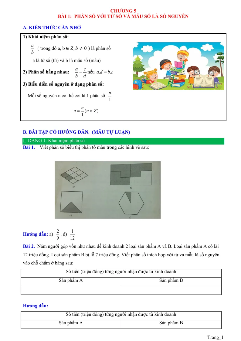Phương Pháp Giải Bài 1 Phân Số Với Tử Số Và Mẫu Số Là Số Nguyên Toán 6