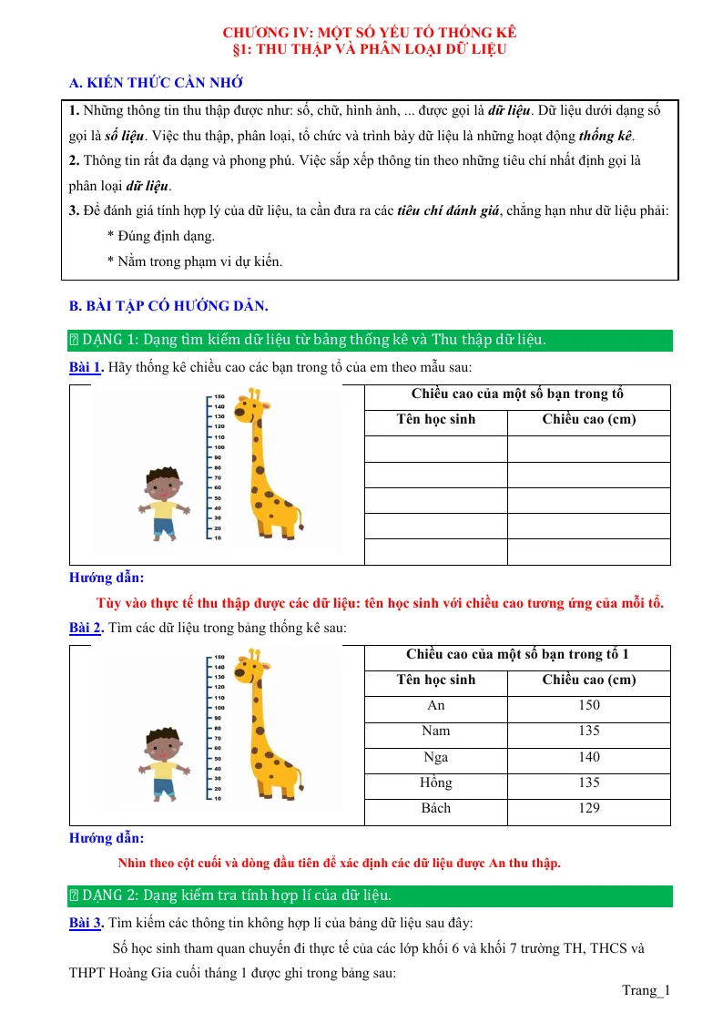 Phương Pháp Giải Bài 1 Thu Thập Và Phân Loại Dữ Liệu Toán 6
