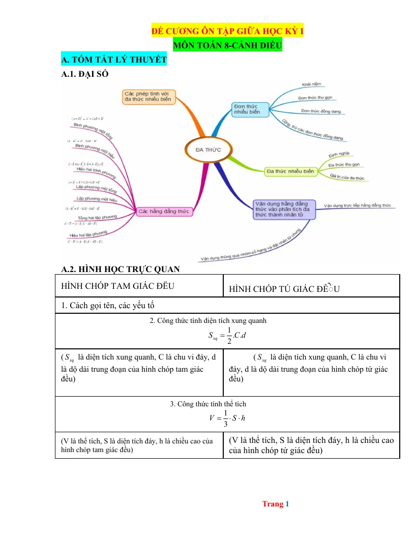 Đề Ôn Tập Giữa Học Kỳ 1 Toán 8 Tạo File Word