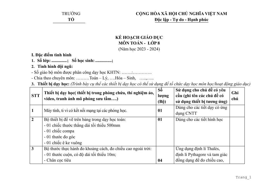 Phụ Lục 1 Toán 8 Với Cuộc Sống 2023 - 2024
