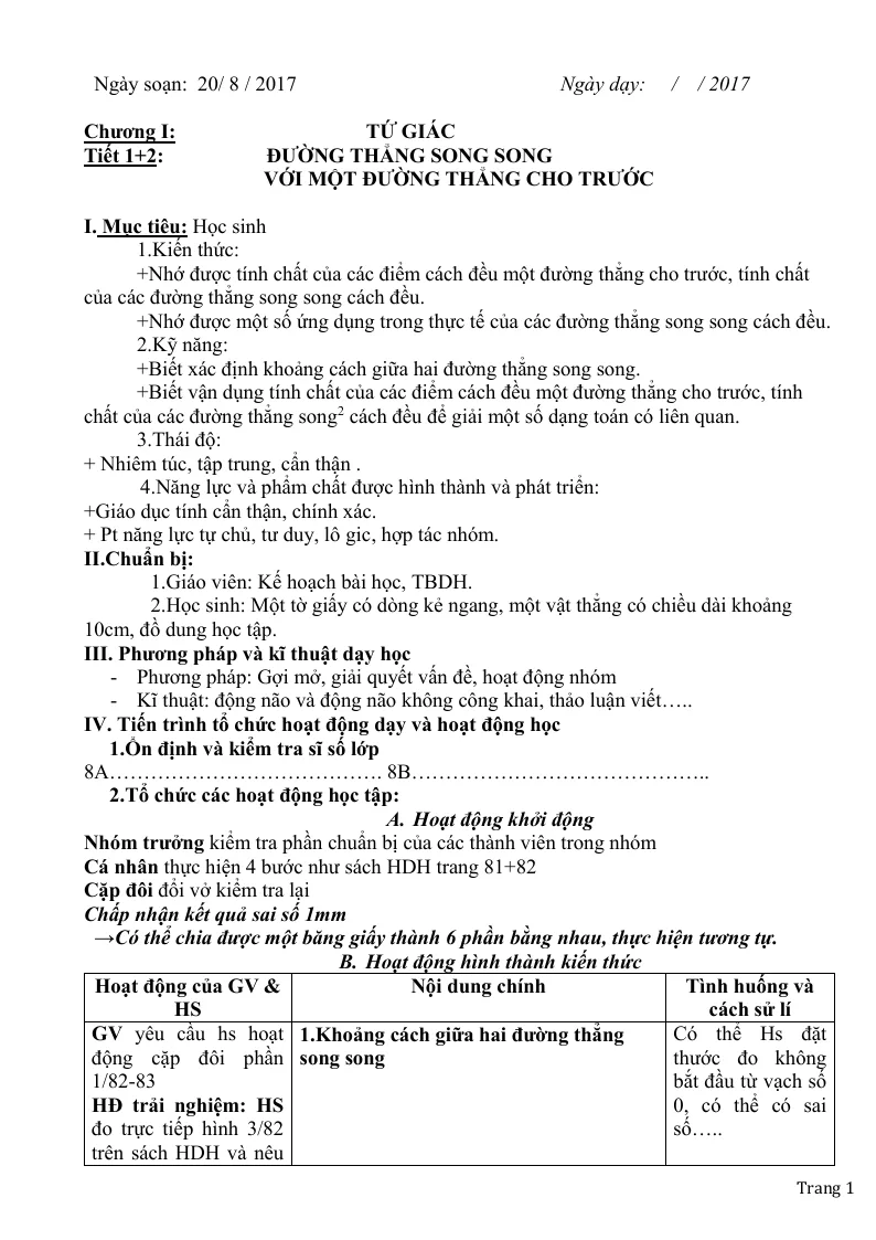 Giáo Án Hình Học 8 Cả Năm Phương Pháp Mới