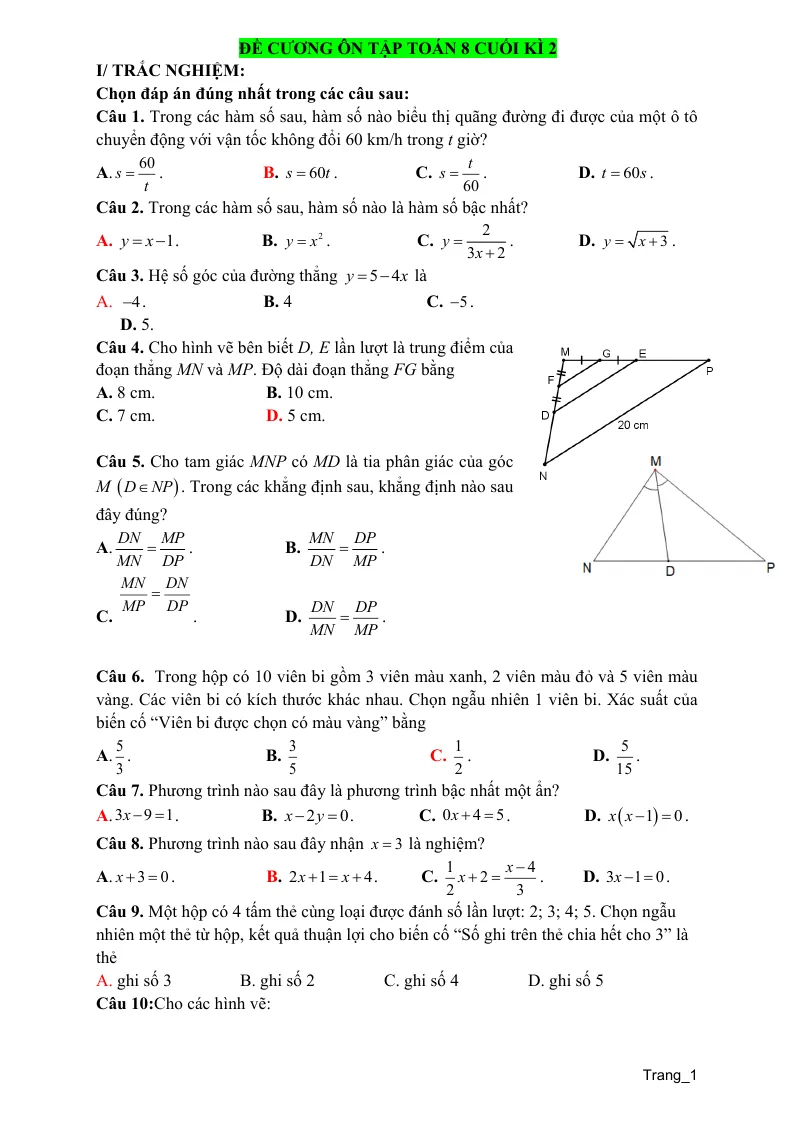 Đề Cương Ôn Tập Học Kỳ 2 Toán 8