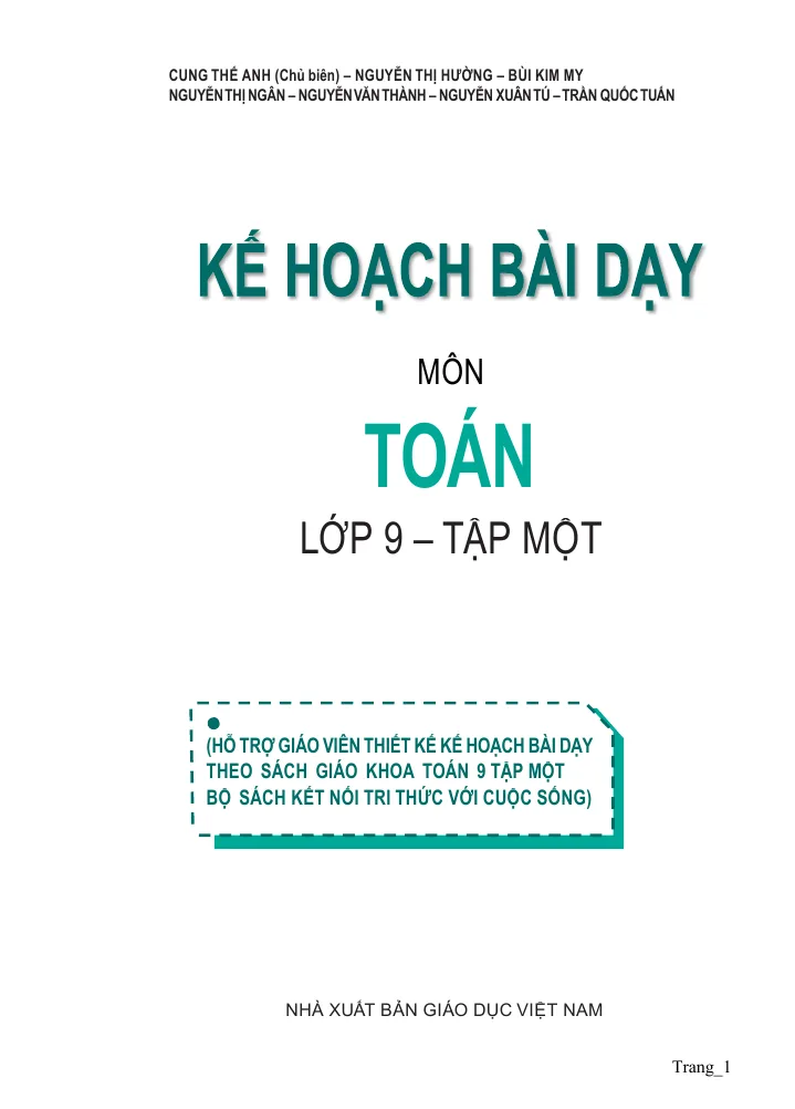 Kế Hoạch Bài Dạy Toán 9 Học Kỳ 1