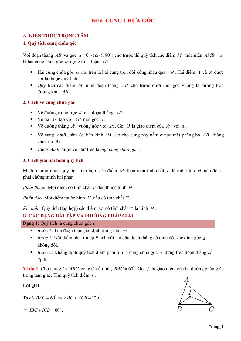 Phương Pháp Giải Hình 9 Cung Chứa Góc