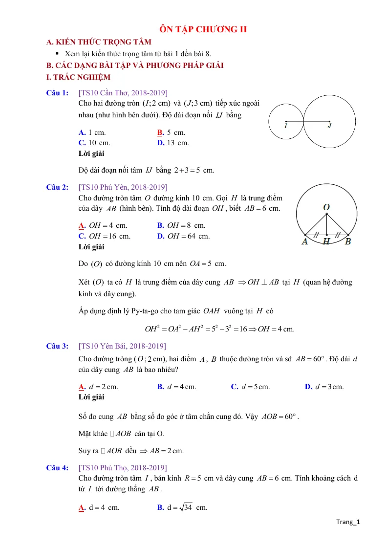 Phương Pháp Giải Hình 9 Ôn Chương Đường Tròn