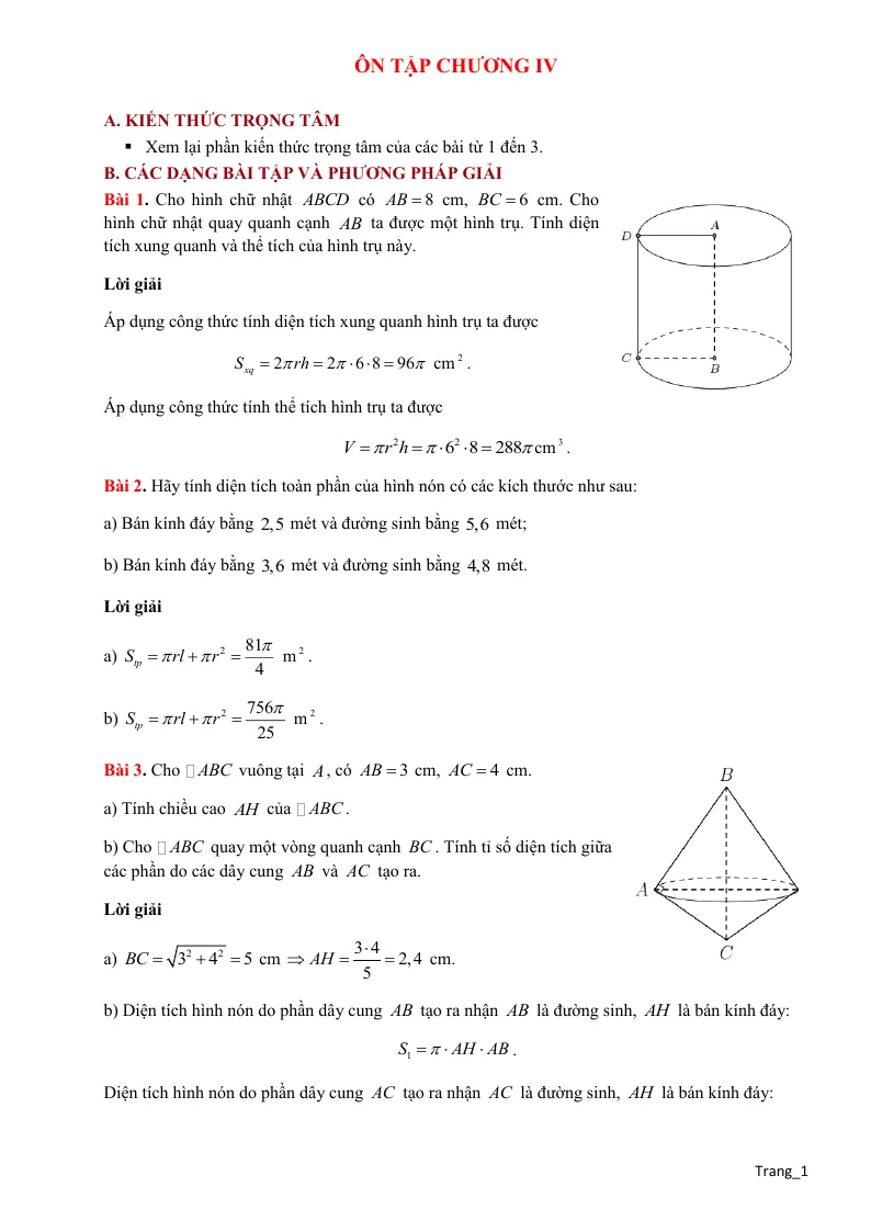 Phương Pháp Giải Hình 9 Ôn Tập Chương Hình Trụ Hình Nón Hình Cầu