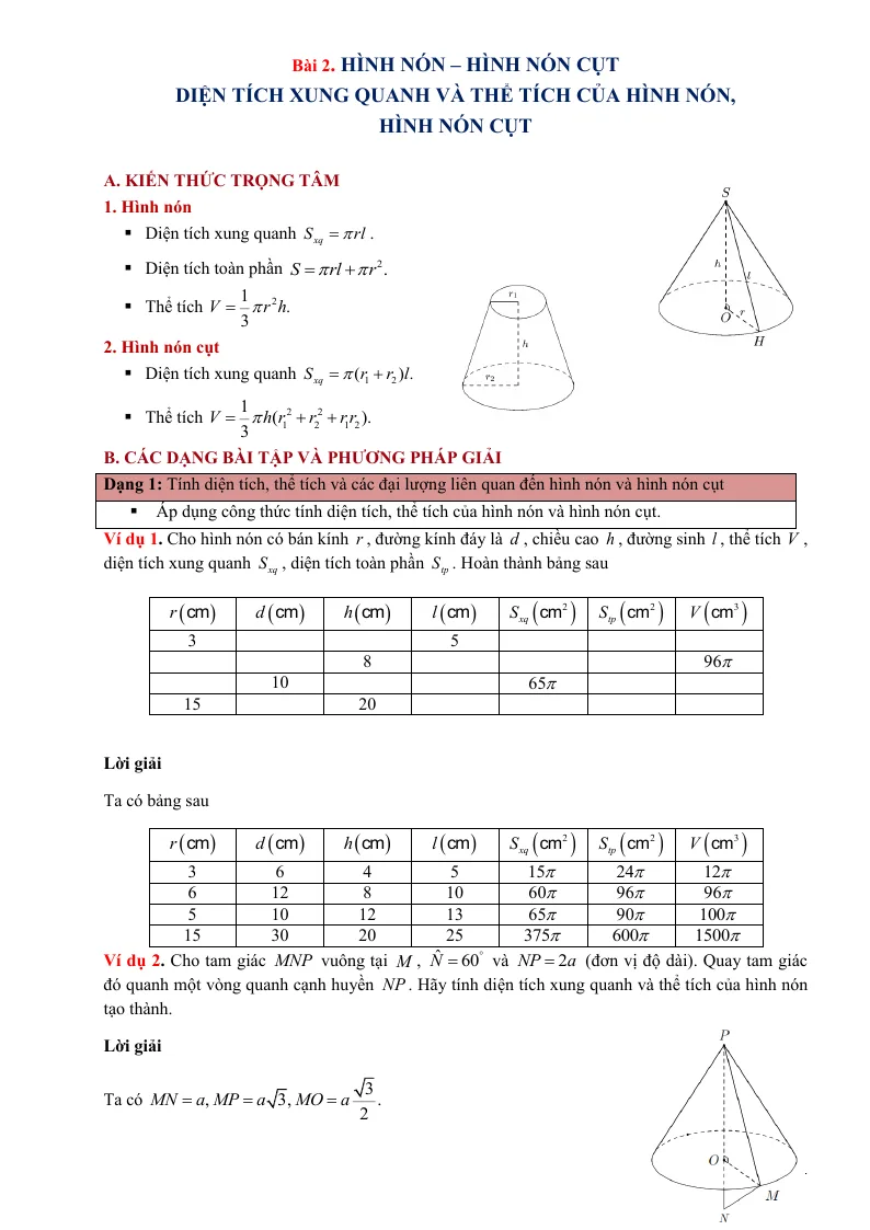 Phương Pháp Giải Hình 9 Hình Nón Hình Nón Cụt