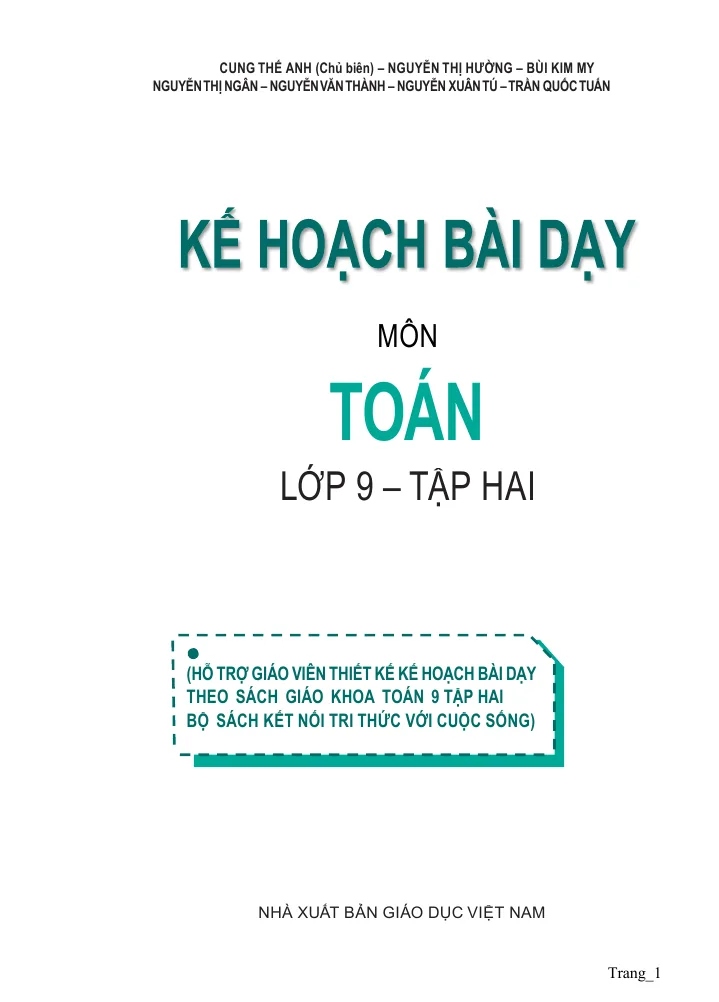 KHBD Môn Toán 9 Học Kỳ 2