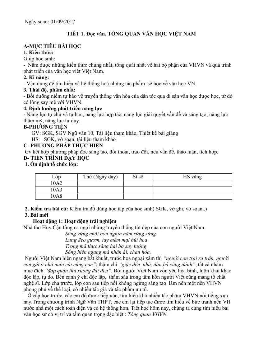 Giáo án ngữ văn 10 Cả Năm Soạn Theo 5 Bước - Bộ 2