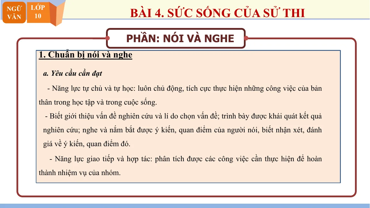 Giáo Án PowerPoint Văn 10 KNTT Bài 4 Phần Nói Và Nghe