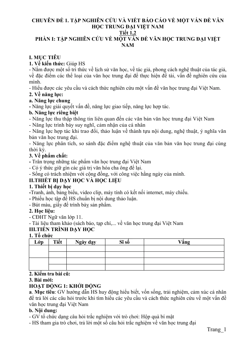 Giáo Án Chuyên Đề Ngữ Văn 11 Cả Năm - Bộ 1