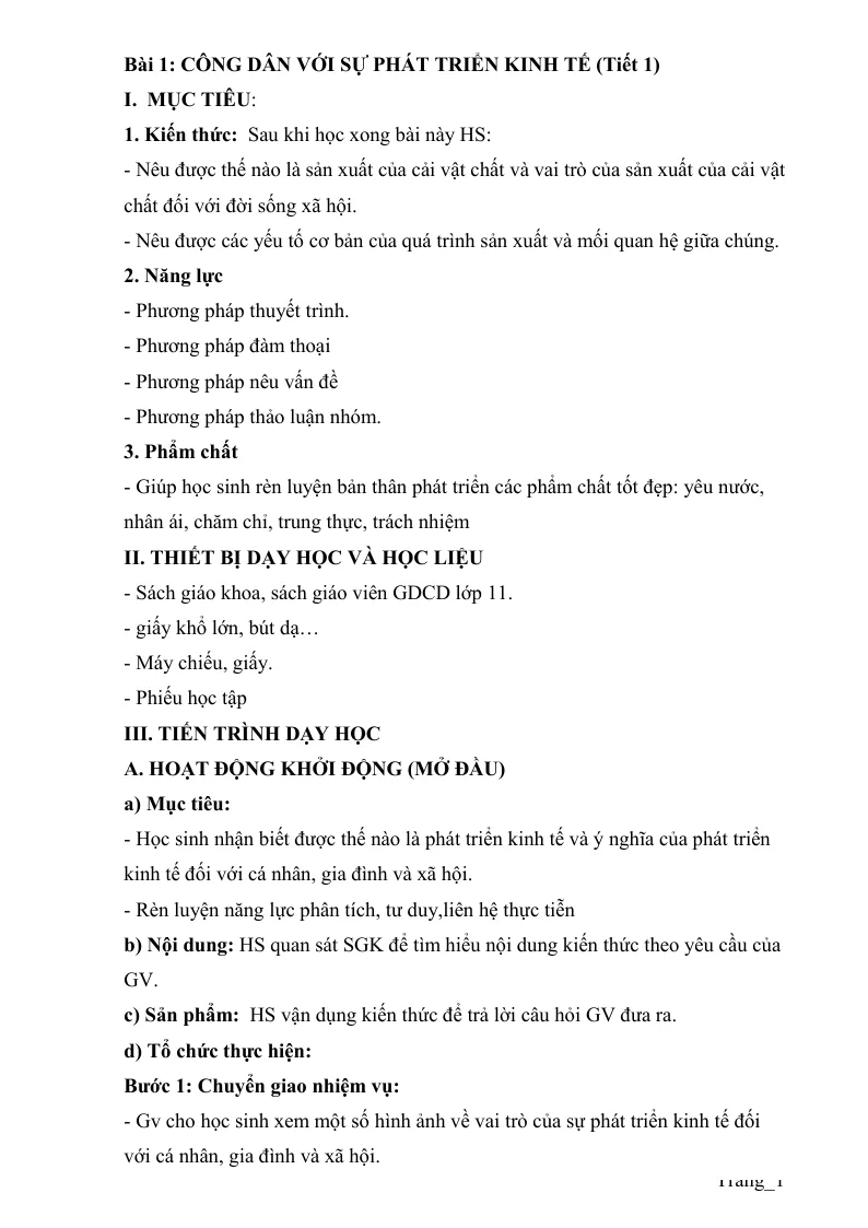 Giáo Án GDCD 11 Theo Công Văn 5512 Học Kì 1 Rất Hay